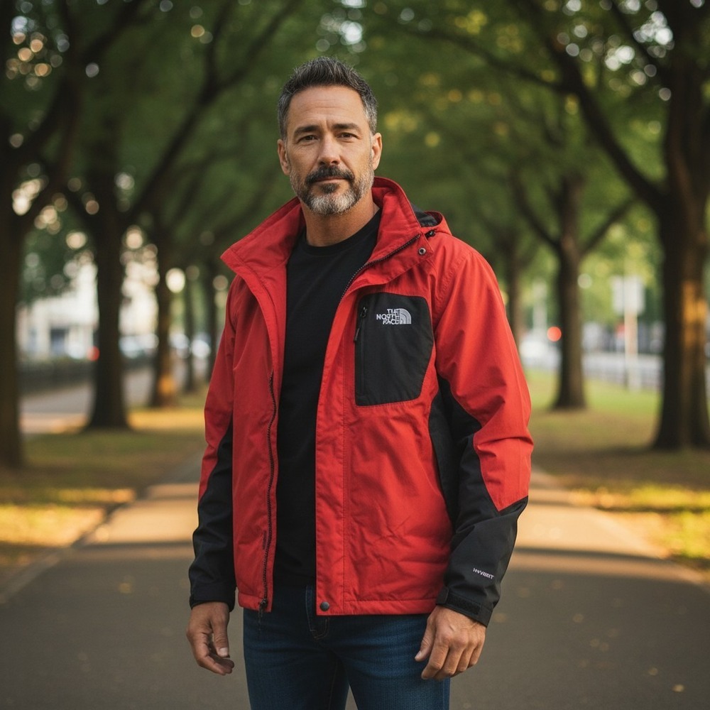 The‎ North Face HyVent Shell Jacket Red Black Hooded Mens XL Coat